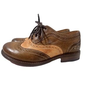 Women's 6 Bed Stu Lita K II Tan Rustic Oxfords Wingtip Brogue Shoes Cobbler